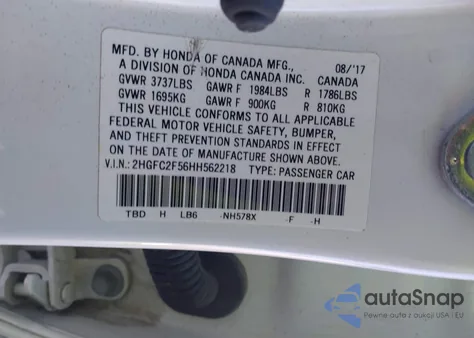 2017 Honda Civic Lx from USA, damaged, VIN 2HGFC2F56HH562218